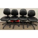 4 x Black Vinyl Adjustable Swivel Chairs on 5 Star Bases with Castors.