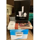 Three items - Cookworks hand blender in box,