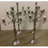 4 x 5 stem chrome finished cast aluminium candelabra's - each 84cm high (T03) Further