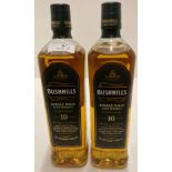 Two 70cl bottles of Bushmills Single Malt Irish Whiskey aged 10 Years Triple Distilled - 40% volume.