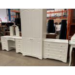 An Alstons Furniture Ltd white laminate three piece bedroom suite comprising two door wardrobe 87cm