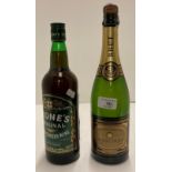 A 75cl bottle of Robe d'Or Vin Mousseux Sparkling Wine and a 70cl bottle of Stone's Original Green