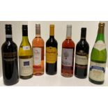 Seven various bottles of red and white wine (not cellar stored) including a 750ml bottle Lindeman's