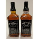 2 x one litre bottles of Jack Daniels Old No: 7 Brand Tennessee Sour Mash Whiskey - 40% volume.
