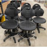 8 x Black Rubber Adjustable Swivel Chairs on 5 Star Fixed Bases - Damage to material on some