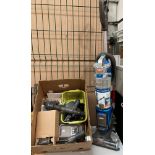 A Vax Air Cordless lift solo 20v vacuum cleaner model: 485-ACL G-BA with a box of attachments