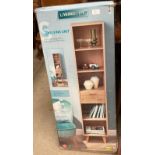 A Livarno Living wood finish shelving unit no: 307096, 40cm x 40cm x 180cm high (boxed to build up).