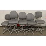 5 x Grey Vinyl Adjustable Swivel Chairs on 5 Star Fixed Bases with a Circular Chrome Foot Rest