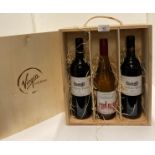 A Virgin Wines three bottle box set comprising two x 750ml bottles of Chateau Fayau Cadillac Cotes