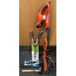 Flymo HT510 hedge trimmer, Wilko hedge shears, Wickes secateurs,