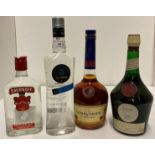 Four various bottles of spirits/liqueurs - a 70cl bottle of V.