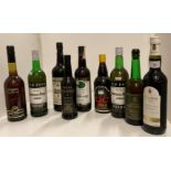 Seven various bottles of Sherry and two bottles Pellegrino Marsala Superiore,