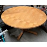 Large circular oak topped four leg dining table - 140cm diameter Further Information