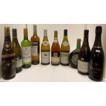 Ten various bottles of wine,