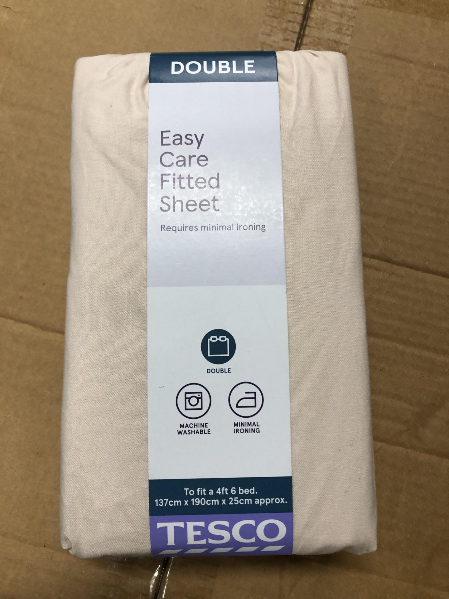 12 X DOUBLE CREAM FITTED SHEETS COTTON TESCO
