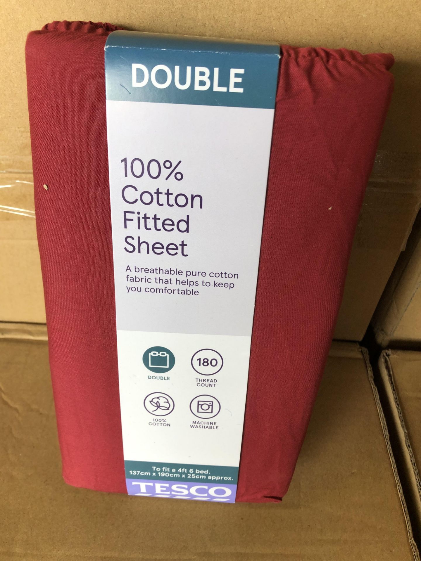 12 X DOUBLE BERRY FITTED SHEETS COTTON TESCO