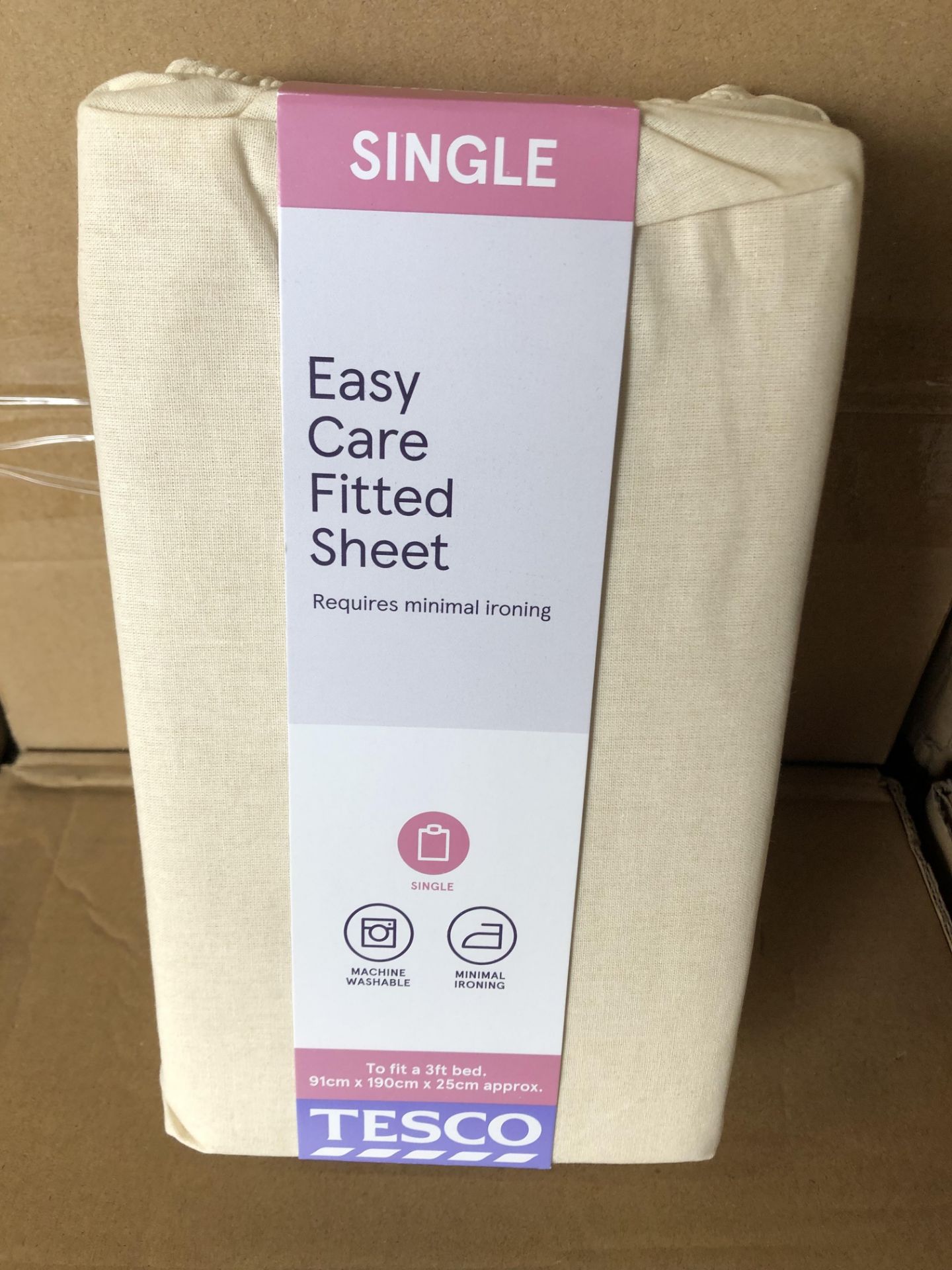 12 X SINGLE CREAM FITTED SHEETS TESCO