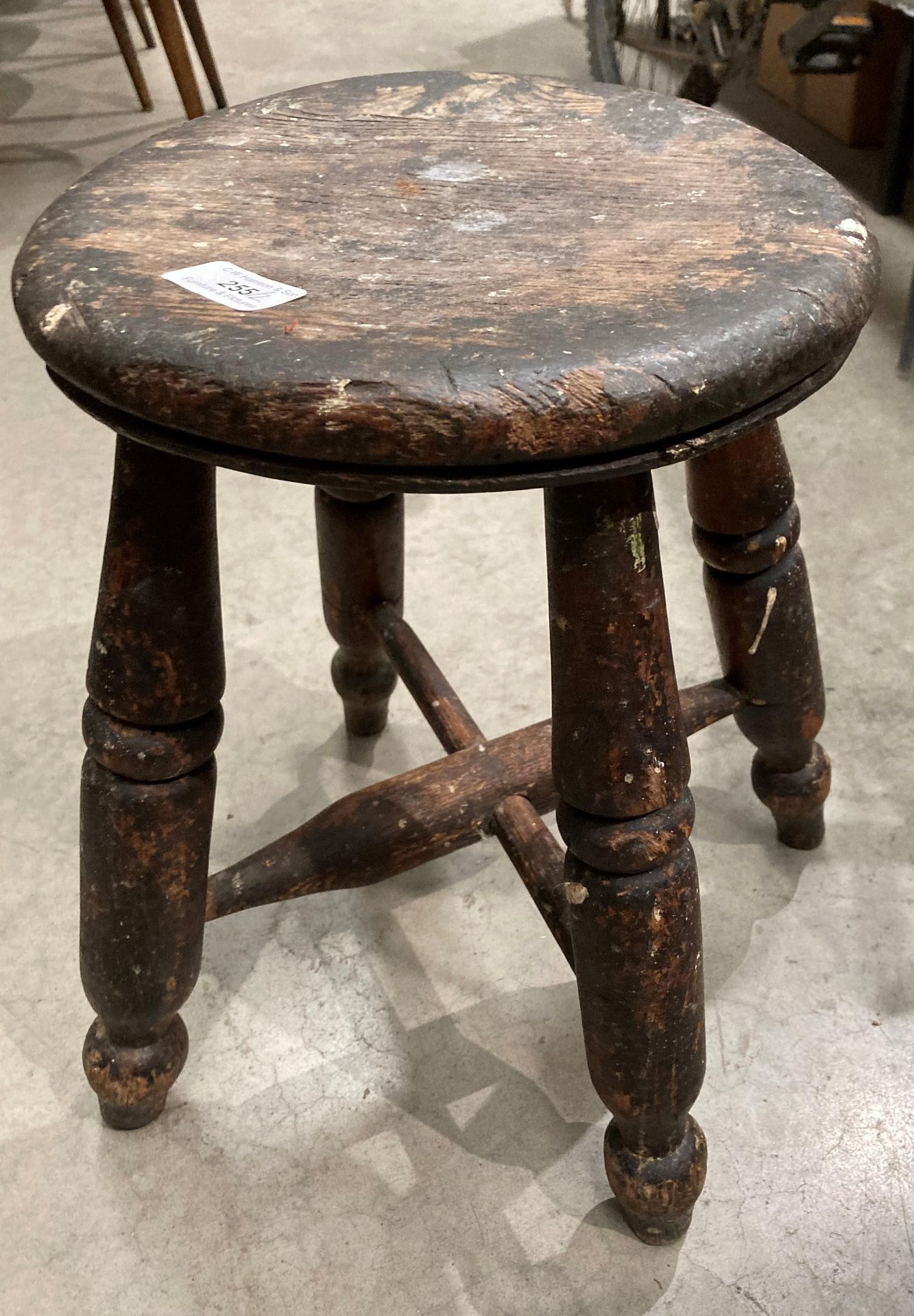 A carved wood Welsh stool and a small elm stool (2) Further Information Stool has - Image 3 of 14