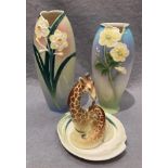 Three pieces of Franz porcelain - Anemone vase no.