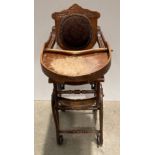 Oak metamorphic child's chair with tray