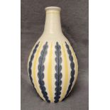 A Poole Pottery ovoid bottle neck vase with stylised yellow, grey and black decoration, no.