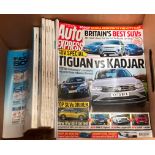 Contents to two boxes - a quantity of Motor Car and Aircraft magazines - Auto Express,