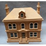 A wood and MDF scale model of a Georgian townhouse, 34cm x 25cm x 35cm high,