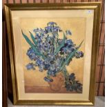 Large gilt framed Van Gogh print 'Irises',