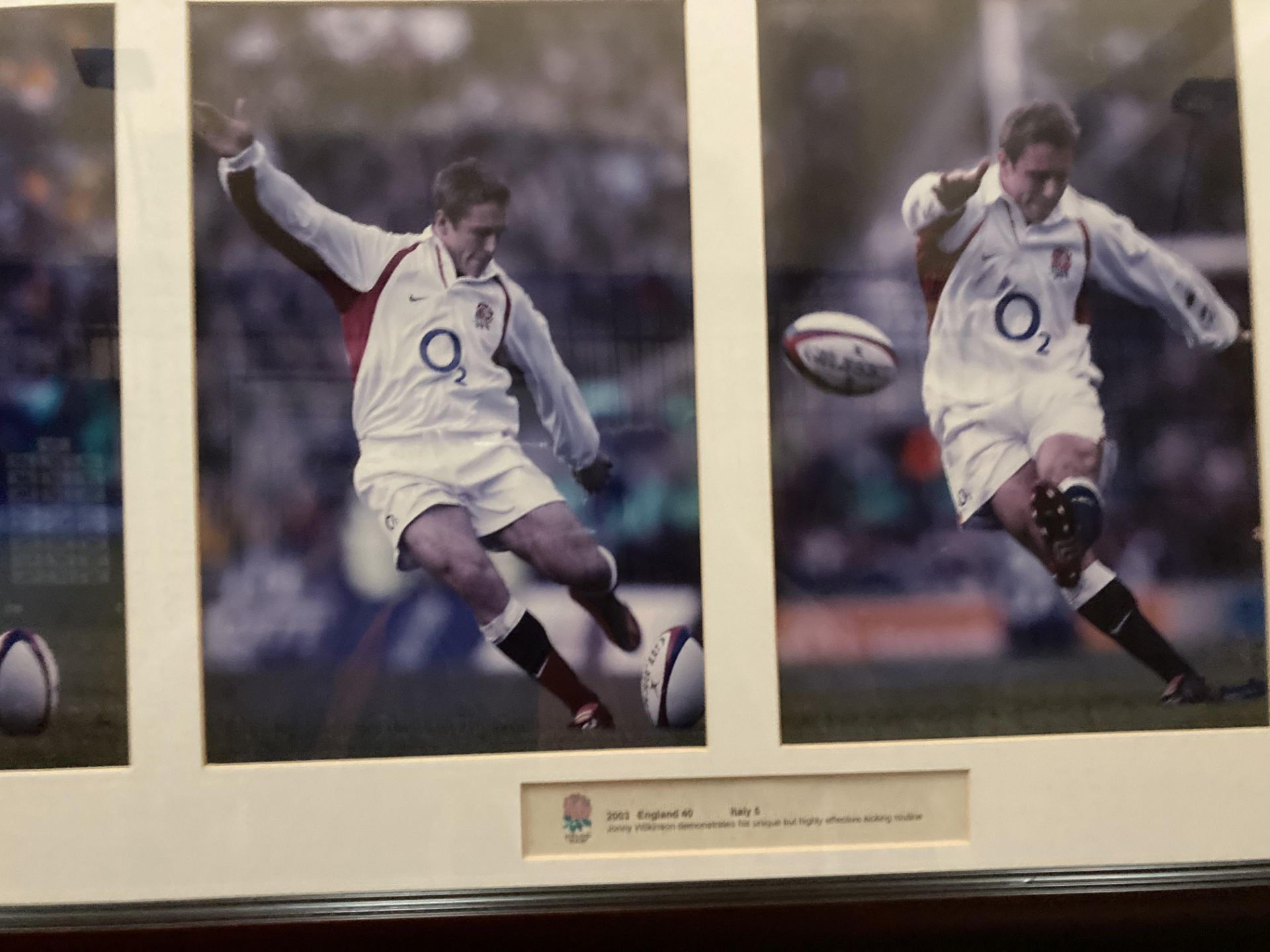 Jonny Wilkinson a framed montage from the England vs Italy Six Nations International in 2003 - Image 2 of 2