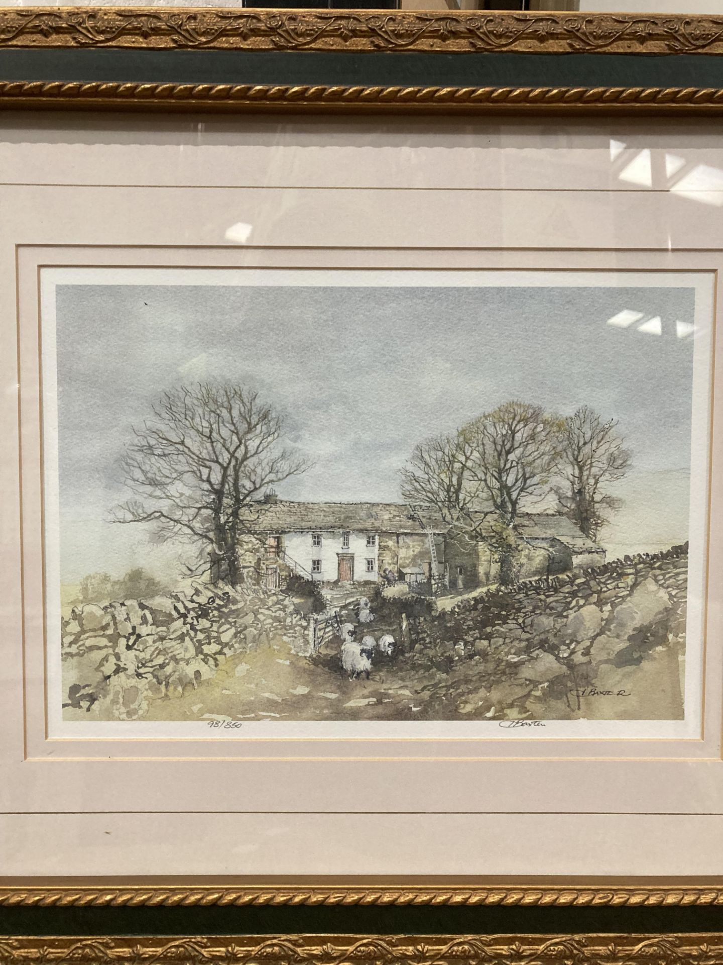 J Baxter framed Limited Edition print 'Brough, N Yorks' 30cm x 36cm signed in pencil and no 98/850. - Image 2 of 4