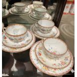 Nineteen pieces of Coalport 'Pembroke' pattern part tea service (bowl cracked,