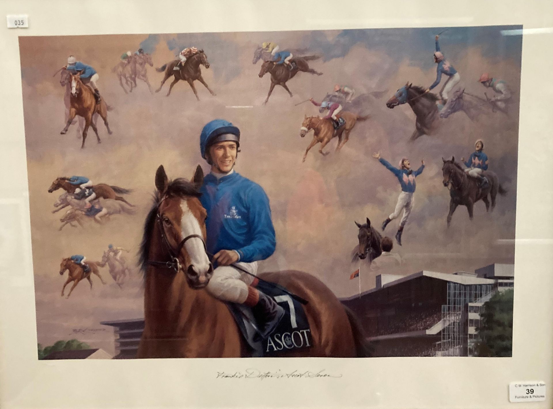 B R Linklater, framed print 'Frankie Dettori's Ascot Seven',