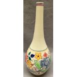 A Poole Pottery vase with stylised floral decoration, signed 'BN' impressed no: 698, 40cm high.