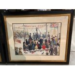 L S Lowry, large framed print, 'Laying a Foundation Stone',