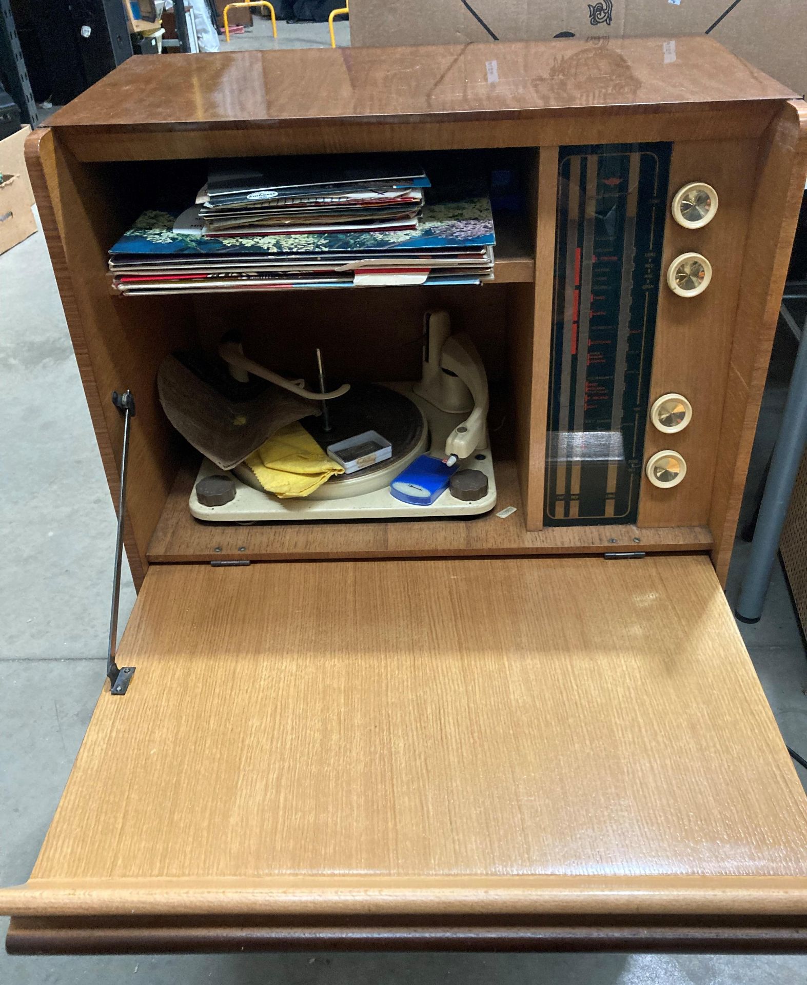 A KB Junior walnut cased radiogram, 60cm x 38cm x 88cm high (Plug cut off, - Image 2 of 2