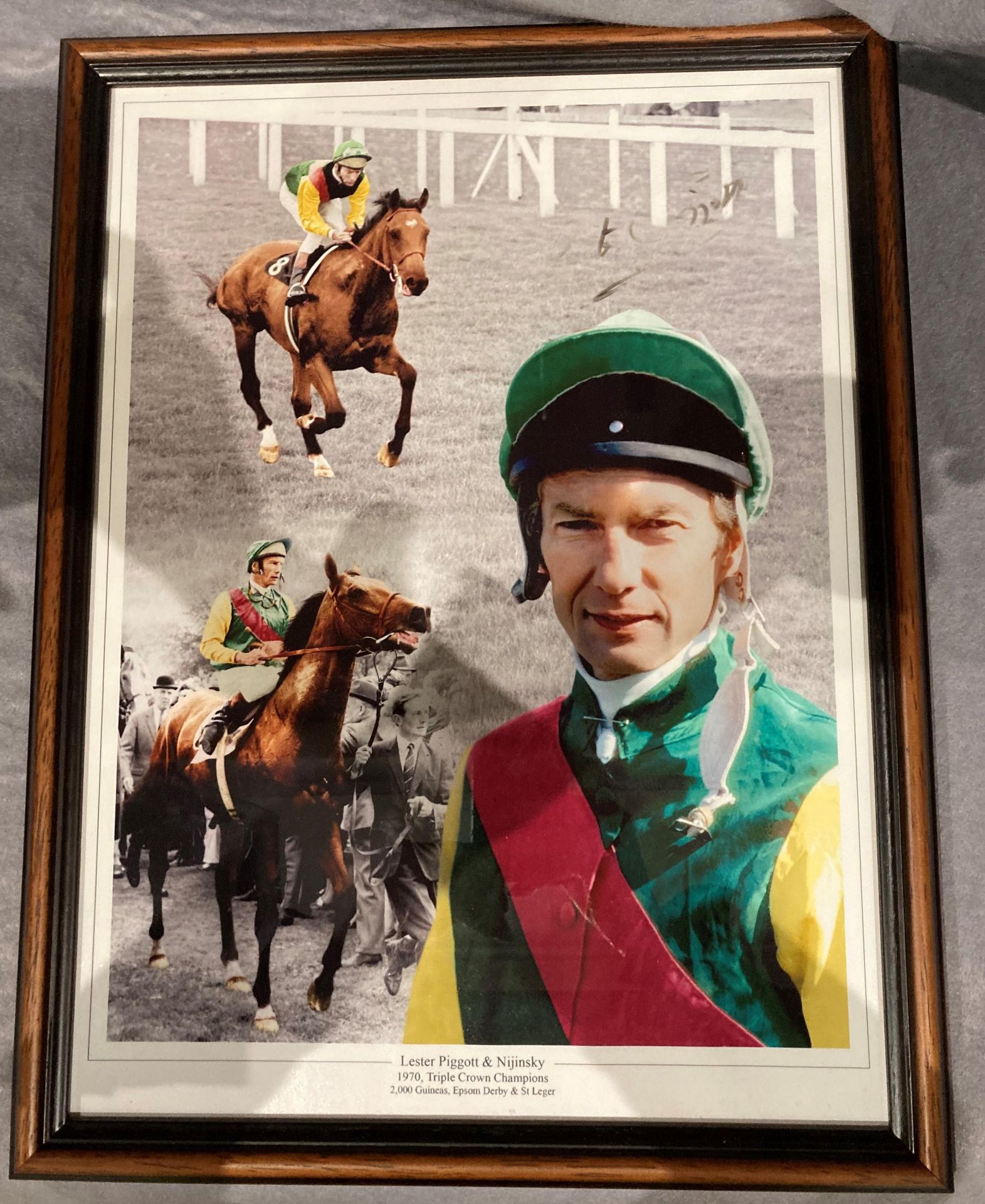 Lester Piggott interest - A signed photograph montage Lester Piggott and Nijinsky 1970 Triple Crown