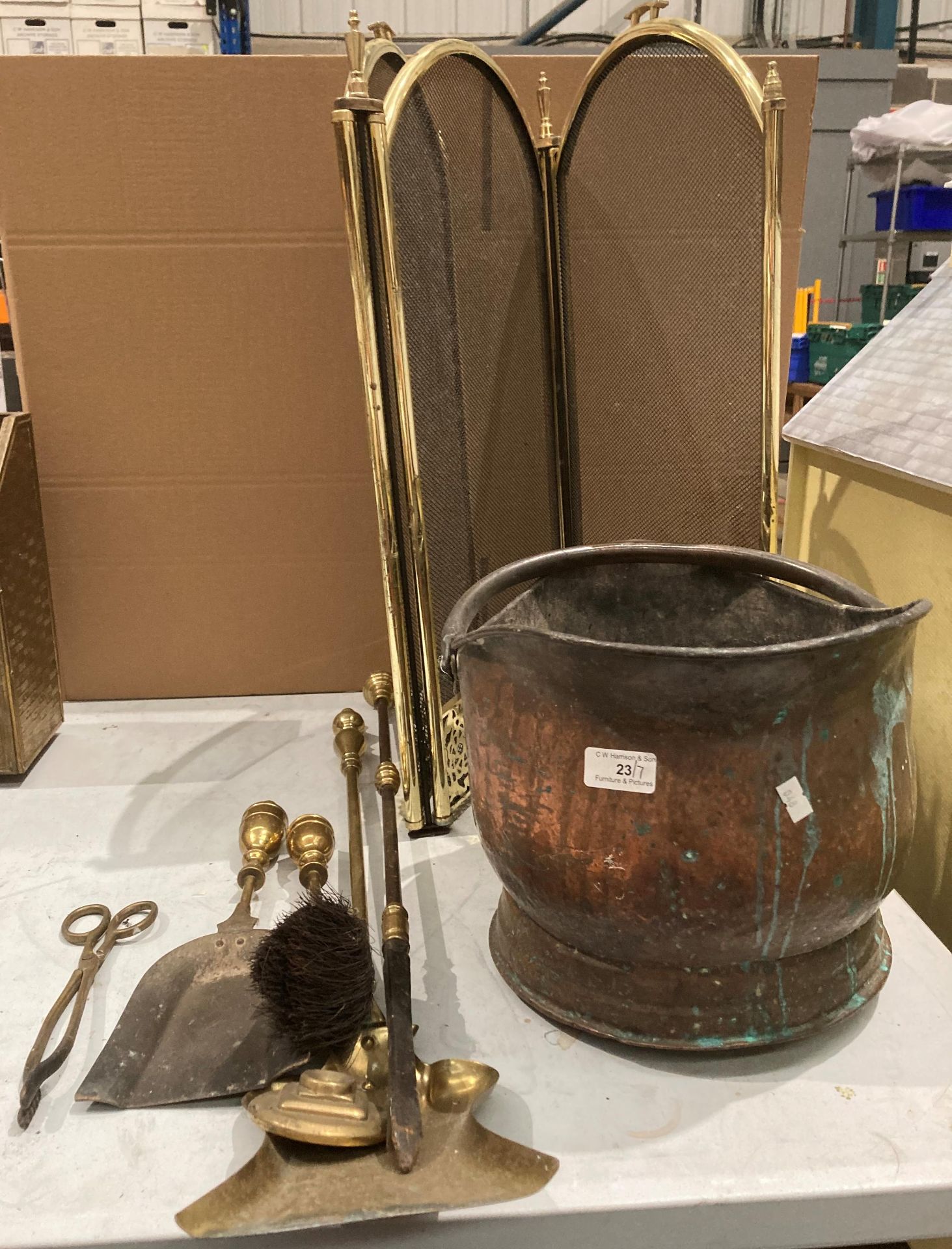 Copper coal bucket,