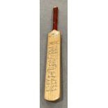 A Slazenger miniature cricket bat for Pakistan International Airlines (World Cup 1975),