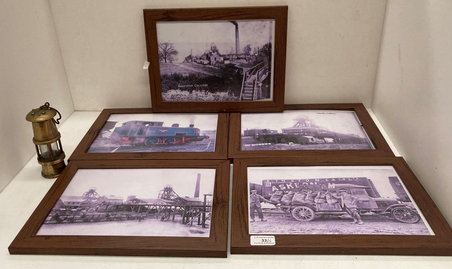 Five framed photo prints featuring local colliery scenes - Altofts, Garforth, etc.