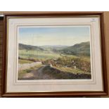 K Melling, framed print 'Kettlewell', 43cm x 50cm,