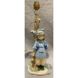 A Nao porcelain figurine of a girl under lamp post, lamp no. 01059, complete with box.