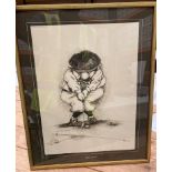 Gary Patterson framed golfing print 'The Putt', 43cm x 32cm.