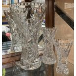 Three assorted sized glass vases Further Information *** Please note: This lot is