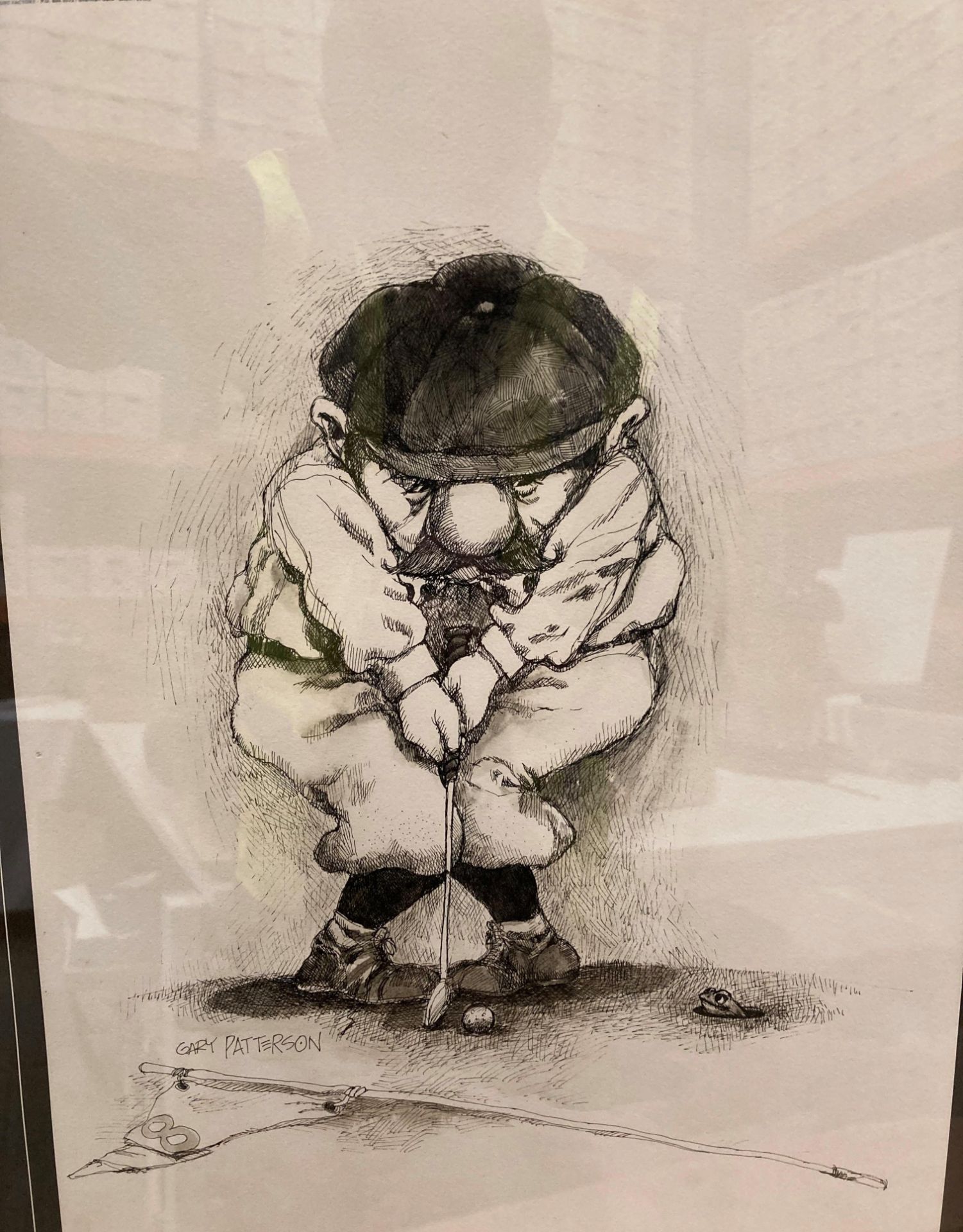 Gary Patterson framed golfing print 'The Putt', 43cm x 32cm. - Image 2 of 2