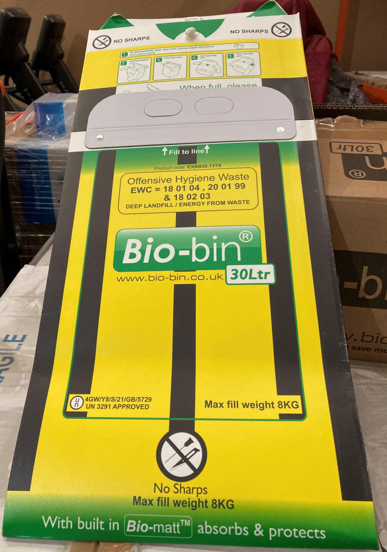 100 x 30 litre yellow Bio bins (10 outer boxes)