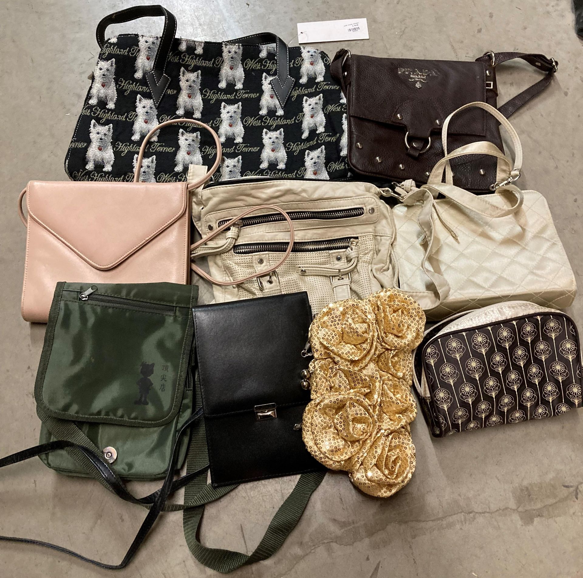 Contents to box - nine assorted handbags by Top Shop,