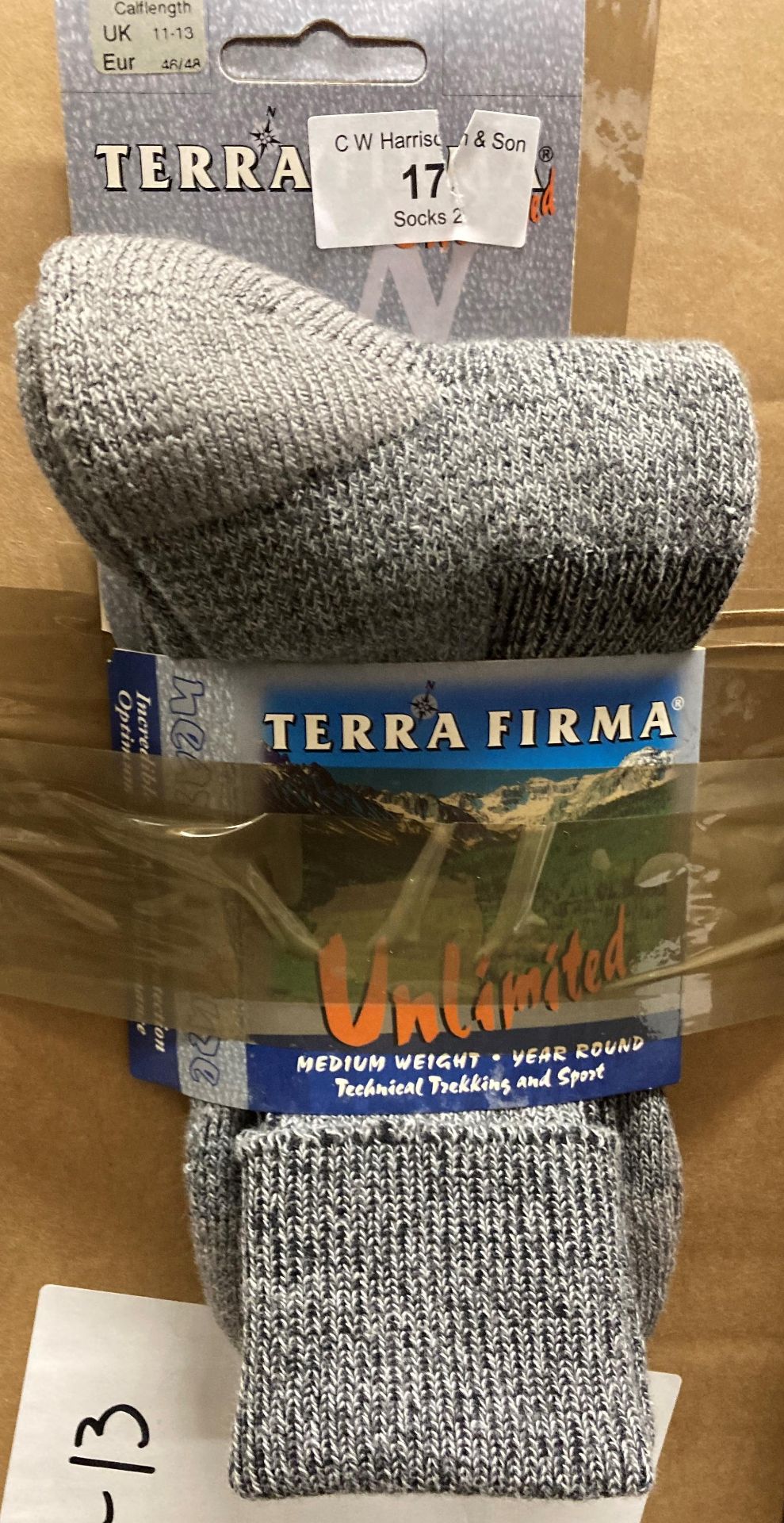 18 x pairs of Terra Firma trekking socks (wool/nylon) size 11-13,