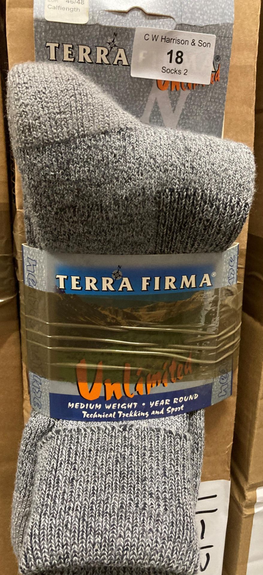 18 x pairs of Terra Firma trekking socks (wool/nylon) size 11-13,