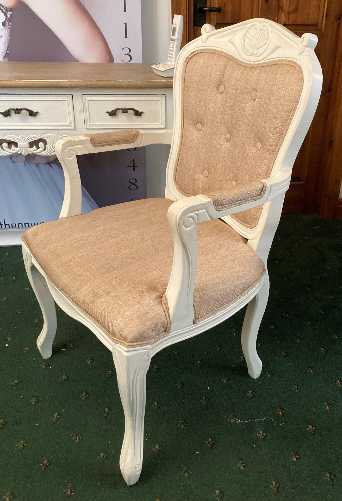 A small white painted three drawer desk 110 x 40 x 80cm high, - Image 2 of 3