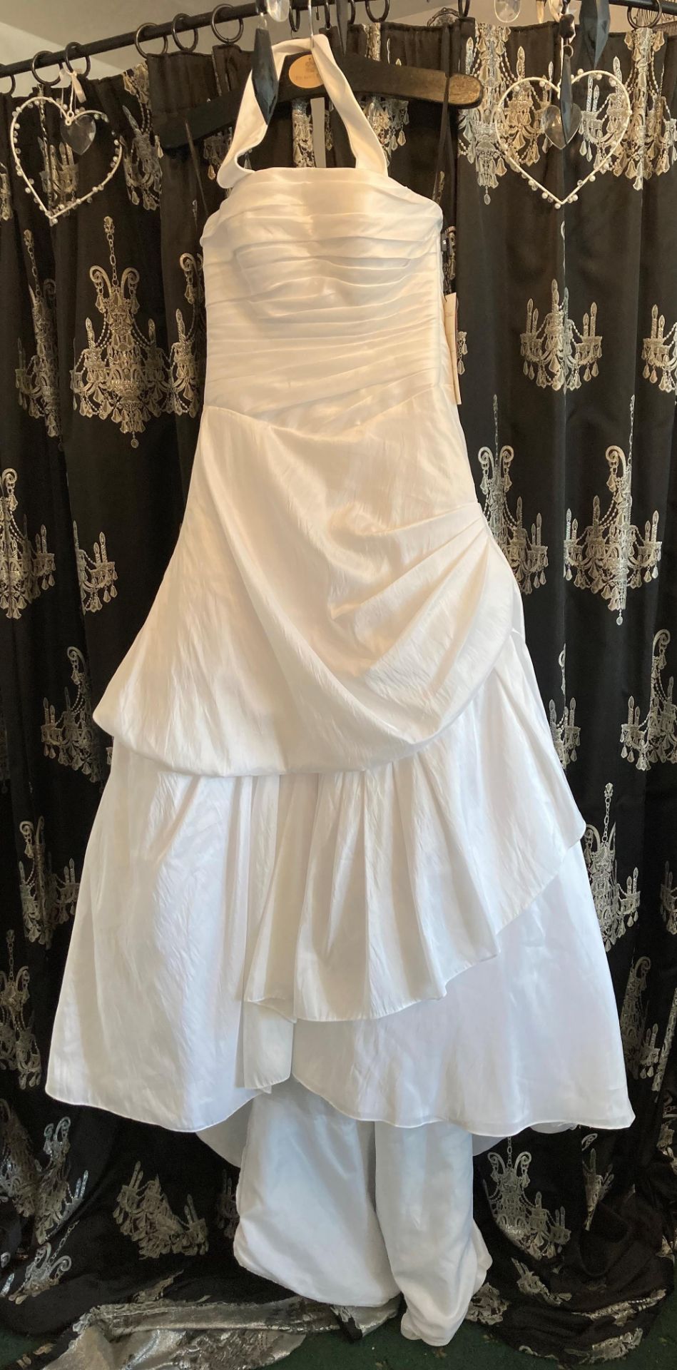 Taffeta A-line gown, white, UK size 10.